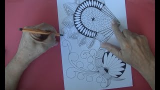 ZENTANGLE ART SPEED DRAWING MANDALA PATTERNS DOODLE [upl. by Atelra]