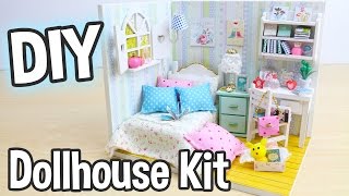 DIY Miniature Dollhouse Kit Bedroom Roombox with Working Lights Adabelles Room [upl. by Irpac946]