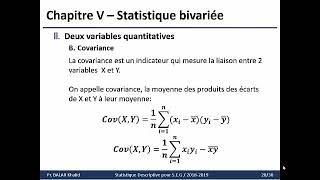 Statistique descriptive  Chapitre V  Statistique bivariée Cours [upl. by Etteuqal]