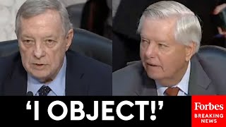 DRAMATIC MOMENT Durbin Refuses Grahams Point Of Order Before Supreme Court Probe Subpoenas Vote [upl. by Jehius904]