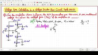 Voltage Gain Calculation in a Voltage Divider Bias Circuit Gate 2014 EC [upl. by Camus324]