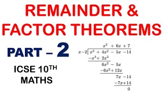 REMAINDER amp FACTOR THEOREMS part2  ICSE 10th Mathematics [upl. by Madlin361]