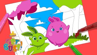 SUNNY BUNNIES  How to Color a Picture  GET BUSY COMPILATION  Cartoons for Children [upl. by Alletneuq]