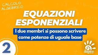 Equazioni esponenziali I due membri si possono scrivere come potenze di uguale base  2 [upl. by Lecram]