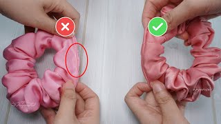 INVISIBLE STITCH on Scrunchies for Dummies 😉 How to Make Satin Scrunchies [upl. by Sumer]