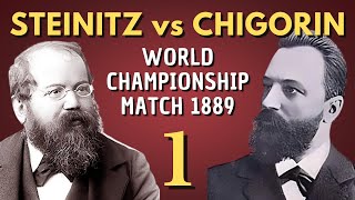 Mikhail Chigorin vs Wilhelm Steinitz  World Championship Match 1889  Round 1 [upl. by Emerej]