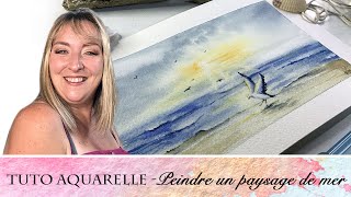 Tutoriel Aquarelle débutant  Comment peindre un paysage de mer à laquarelle avec VirginieLucas [upl. by Royal]