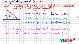 Linii importante în triunghi Bisectoarea [upl. by Eisned]