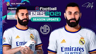 Face Karim Benzema Season 2223 From Fifa 23 to Pes 2021  By Modo Guerrero [upl. by Otrevire705]