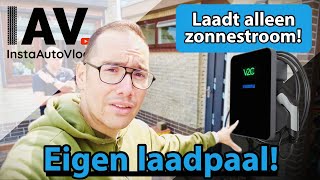 Ik heb voortaan een eigen laadpaal die alleen met zonneenergie de testauto’s oplaadt [upl. by Matheson]