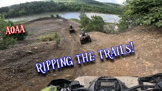 Trail riding at AOAA  Can Am Renegade 1000 xxc  Honda foreman 500 [upl. by Esyned]