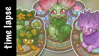 Flora Fungi Friends  Digital Illustration Time Lapse [upl. by Llenahs]