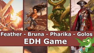 Feather vs Bruna vs Pharika vs Golos EDH  CMDR game play for Magic The Gathering [upl. by Meeki]