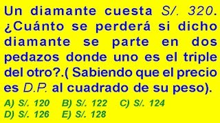 MAGNITUDES DIRECTAMENTE PROPORCIONALES PROBLEMA LITERAL RESUELTO INGRESO A LA UNIVERSIDAD [upl. by Hanover]