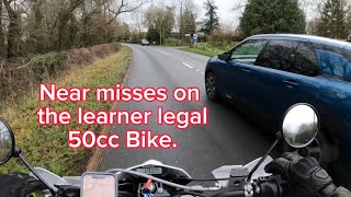 Near misses on a UK Learner Legal 50cc Motorbike [upl. by Remas602]