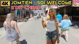 Stay Cheap In and Around Soi Welcome Jomtien Beach 2024 October Pattaya Thailand [upl. by Ydennek]