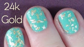 DIY Gold Leaf Nails  24 Carat Gold Topcoat [upl. by Laing]