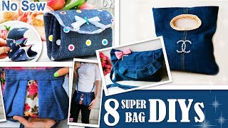 8 EPIC DIY PURSE BAG DESIGNS YOU CAN EASY MAKE OUT OF OLD JEANS  Cute DIY Bag Tutorials Ever [upl. by Mccormac698]