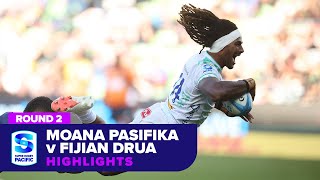 Moana Pasifika v Fijian Drua Highlights  Round 2  SRP 2024 [upl. by Elliven]