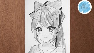 anime girl drawing  how to draw an anime girl  how to draw anime girl face  draw anime eyes [upl. by Agbogla]