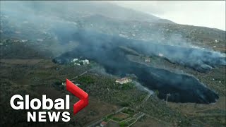 La Palma volcano Footage shows lava moving across Spains island  FULL [upl. by Calesta521]