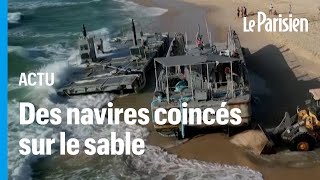 Gaza 4 navires américains séchouent près du port artificiel [upl. by Eivod]