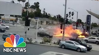 Dramatic Video Fiery Los Angeles Car Crash Kills Five Injures Seven [upl. by Madra600]