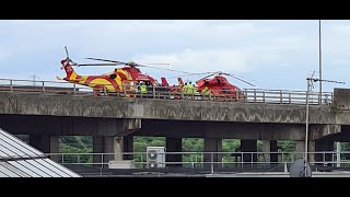 Multiple air ambulance lands on A13 Pitsea to deal with a serious accident [upl. by Llerref]