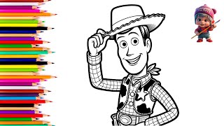 Woody 👮🏻🐎 from Toy Story Drawing and Pencil Coloring for Kids and Toddlers Easy Step by Step [upl. by Myca]