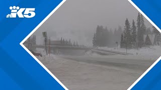 Winds picking up at Stevens Pass amid rare Blizzard Warning for Cascades [upl. by Etteuqram]