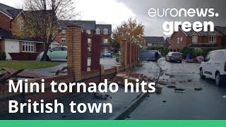 Tornado sweeps through the British town of Widnes in Cheshire UK [upl. by Anomer]