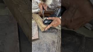 Traditional way of making leather shoes asmr youtubeshorts cuttingskills cobbler leathercraft [upl. by Frear]