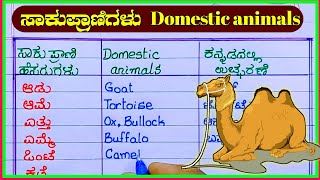 domestic animals name  domestic animals  farm animals name  domestic in Kannada [upl. by Noiramed]