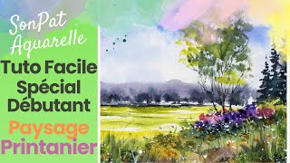 Peindre un Paysage Printanier Facile en 25min  Tutoriel Aquarelle pour Débutant [upl. by Dowd]