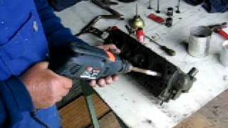 Using a drill to Lap in the Valves on an old Austin A40 Devon head [upl. by Brindle]