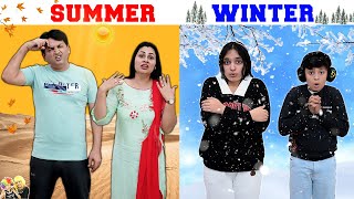 SUMMER vs WINTER  Family comedy eating challenge  Aayu and Pihu Show [upl. by Cairns]