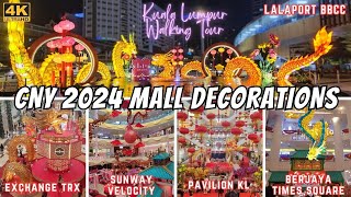 CNY 2024 Kuala Lumpur Mall Deco Tour  5 malls 1 day  VelocityTRXPavilionBTSLalaport 4K [upl. by Ltihcox]