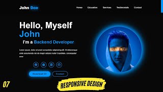 Complete Responsive Portfolio Website HTML CSS amp JavaScript  Responsive Design using Media Queries [upl. by Adekan]