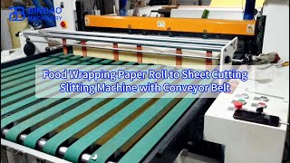 Food Wrapping Paper Roll to Sheet Cutting Slitting Machine with Conveyor Belt [upl. by Aihseit]