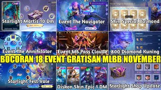 BOCORAN JADWAL RILIS 18 EVENT GRATISAN MOBILE LEGENDS NOVEMBER 2024 SKIN EPIC 1 DM amp M6 PASS CLAUDE [upl. by Ahsie816]