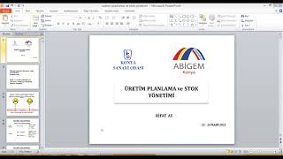 ÜRETİM PLANLAMA VE STOK YÖNETİMİ EĞİTİMİ 1 OTURUM [upl. by Henryetta]