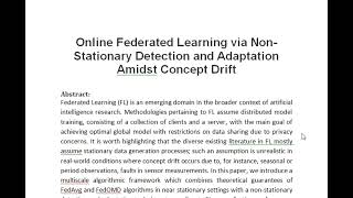 Online Federated Learning via Non Stationary Detection and Adaptation Amidst Concept Drift [upl. by Kensell]