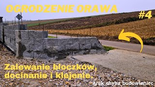 Montaż ogrodzenia modułowego  zalewanie bloczków ogrodzeniowych docinanie i klejenie [upl. by Shanks]