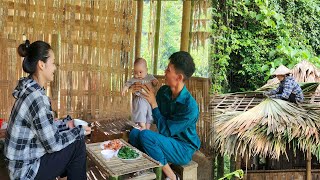 Single mother Dieu Anh rebuilding the roof alone having a happy meal with the police officer [upl. by Hemetaf772]