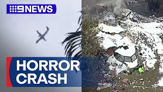 Brazil plane crash leaves 61 people dead  9 News Australia [upl. by Dailey]