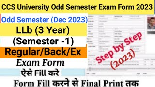 How to Fill CCS University Examination Form 2023  CCSU LLb 3 Year Semester 1 Exam form fill up [upl. by Jenny1]