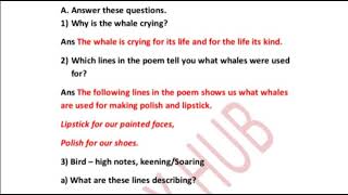 Buzzword poem 4 The song of whale by Rit Wright class 8 Textual question and answer cbse part 1 [upl. by Leugar]