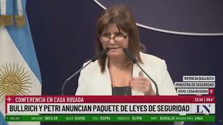 Patricia Bullrich en conferencia “Vamos a enviar al Congreso la Ley Antimafia” [upl. by Lynnea]