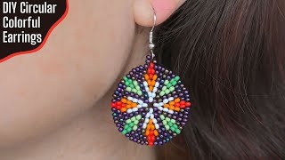 NEW Circular Spring Beaded Earrings  Tutorial [upl. by Mariand]