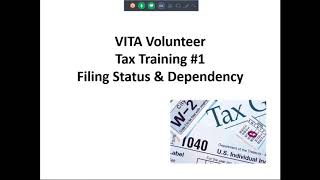 2019 VITA Training 1 Filing Status and Dependency [upl. by Sigsmond356]